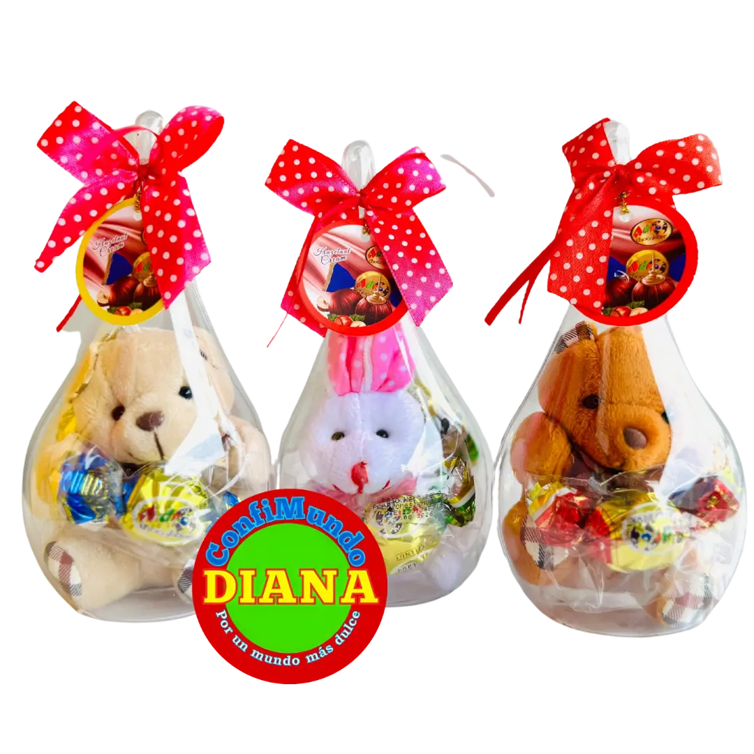 Estuche transparente con chongo y peluche